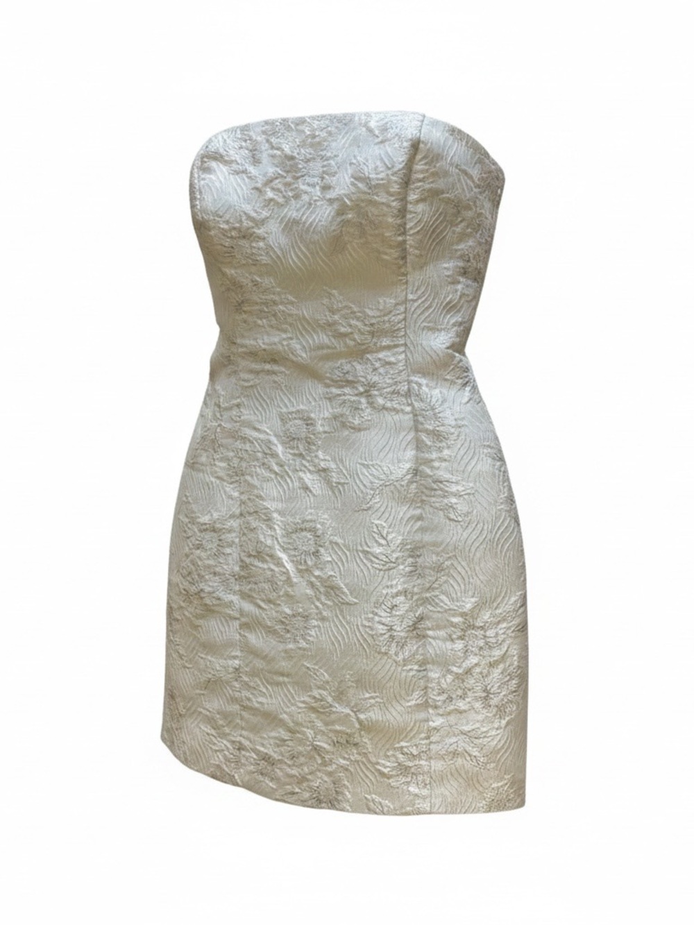 Reformation Bridal Strapless Ivory Textured Mini Dress